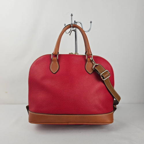 Dooney & Bourke Red Pebbled Leather Domed Satchel Crossbody Bag