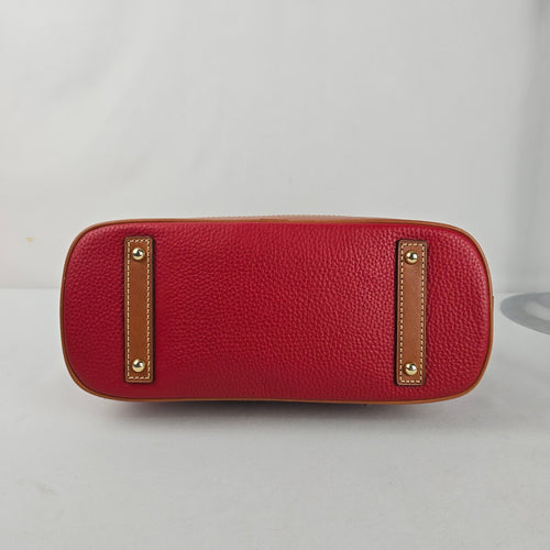 Dooney & Bourke Red Pebbled Leather Domed Satchel Crossbody Bag