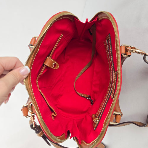 Dooney & Bourke Red Pebbled Leather Domed Satchel Crossbody Bag