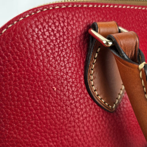 Dooney & Bourke Red Pebbled Leather Domed Satchel Crossbody Bag