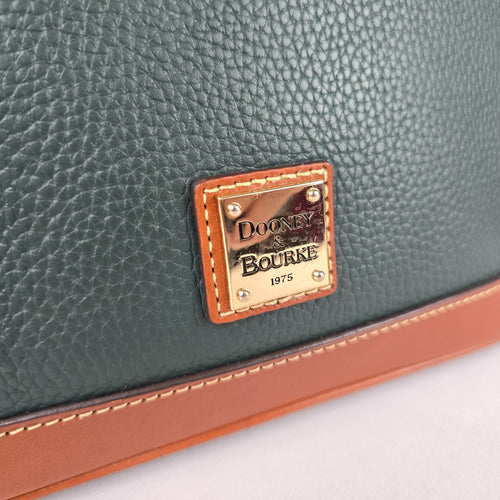 Dooney & Bourke Dark Green Pebbled Leather Domed Satchel Crossbody Bag