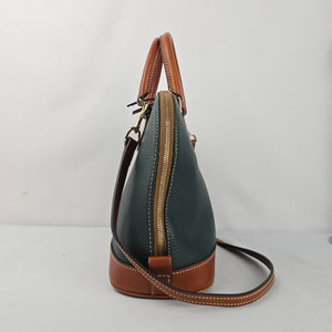 Dooney & Bourke Dark Green Pebbled Leather Domed Satchel Crossbody Bag