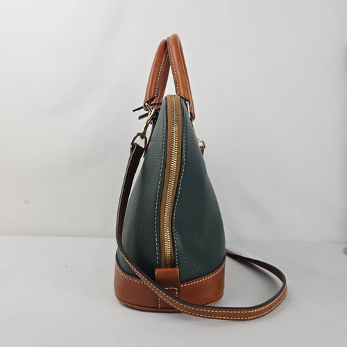 Dooney & Bourke Dark Green Pebbled Leather Domed Satchel Crossbody Bag