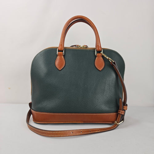 Dooney & Bourke Dark Green Pebbled Leather Domed Satchel Crossbody Bag
