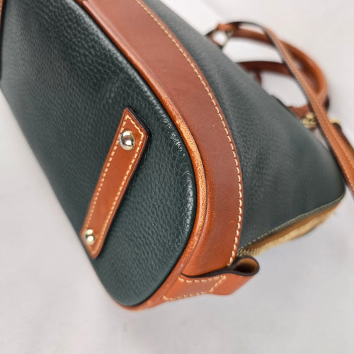 Dooney & Bourke Dark Green Pebbled Leather Domed Satchel Crossbody Bag