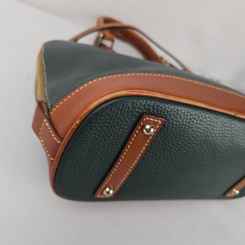 Dooney & Bourke Dark Green Pebbled Leather Domed Satchel Crossbody Bag