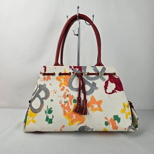 Dooney & Bourke Multicolor Print Canvas Drawstring Tote Shoulder Bag