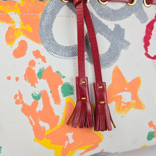 Dooney & Bourke Multicolor Print Canvas Drawstring Tote Shoulder Bag