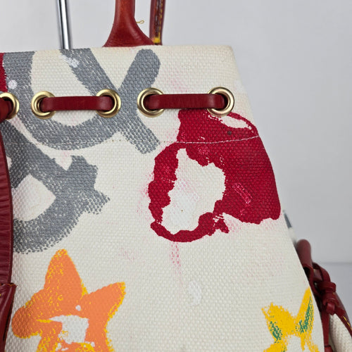 Dooney & Bourke Multicolor Print Canvas Drawstring Tote Shoulder Bag