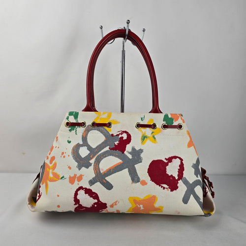 Dooney & Bourke Multicolor Print Canvas Drawstring Tote Shoulder Bag