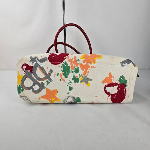 Dooney & Bourke Multicolor Print Canvas Drawstring Tote Shoulder Bag