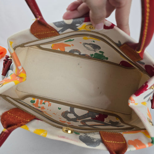 Dooney & Bourke Multicolor Print Canvas Drawstring Tote Shoulder Bag