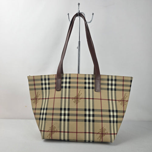Burberry London Nova Check Coated Canvas Tote Shoulder Bag