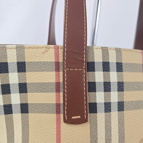 Burberry London Nova Check Coated Canvas Tote Shoulder Bag