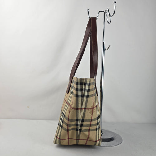 Burberry London Nova Check Coated Canvas Tote Shoulder Bag