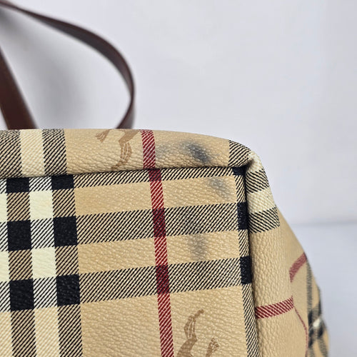 Burberry London Nova Check Coated Canvas Tote Shoulder Bag
