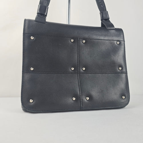 Vintage RO-EL Black Leather Studded Shoulder Bag