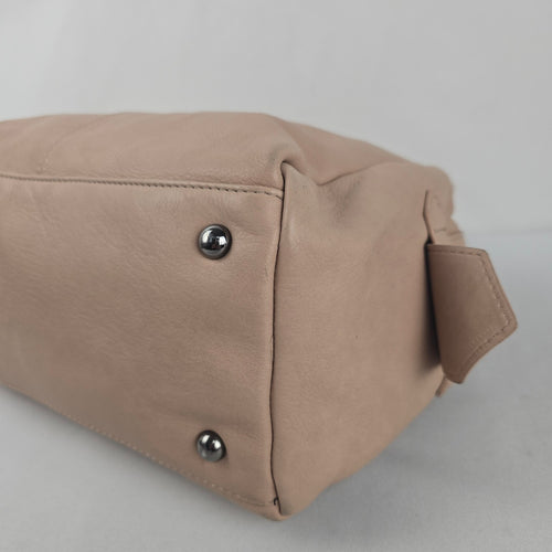 Joelle Hawkens Taupe Leather Studded Multi-Pocket Satchel Handbag