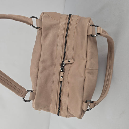 Joelle Hawkens Taupe Leather Studded Multi-Pocket Satchel Handbag