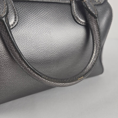 Coach Mini Bennett Metallic Pewter Crossgrain Leather Satchel Crossbody Bag