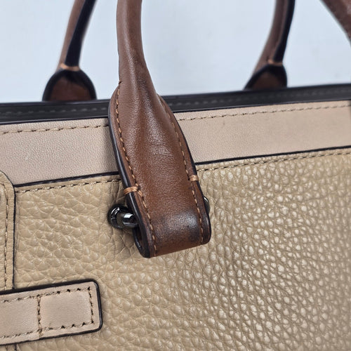 Coach Swager Mini Beige Pebbled Leather Satchel Crossbody Bag