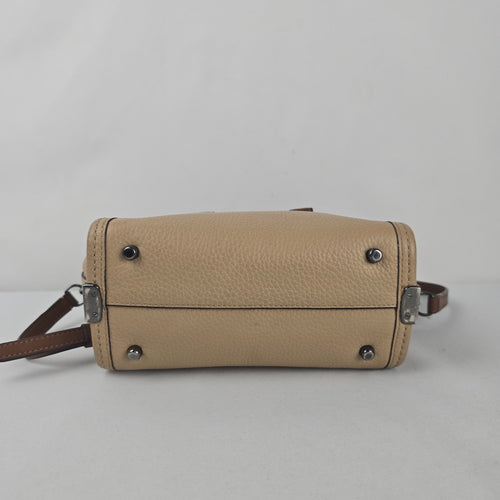 Coach Swager Mini Beige Pebbled Leather Satchel Crossbody Bag
