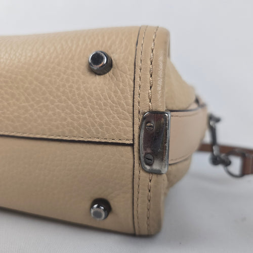 Coach Swager Mini Beige Pebbled Leather Satchel Crossbody Bag