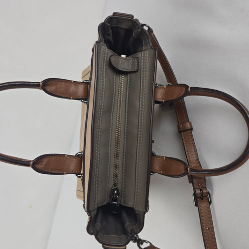 Coach Swager Mini Beige Pebbled Leather Satchel Crossbody Bag
