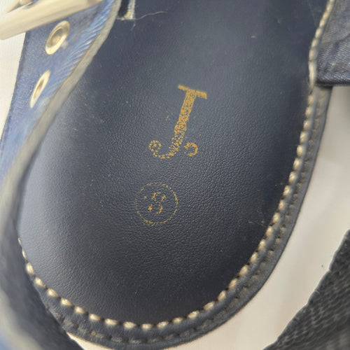 J. LUNAID Blue Embroidered Peshawari Sandals Size 8