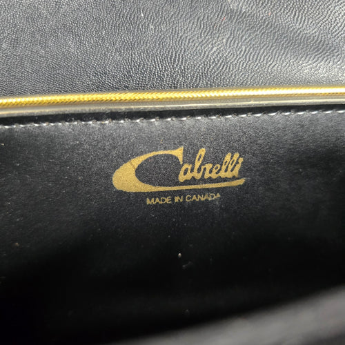 Vintage Cabrelli Black Suede Shoulder Bag Clutch Gold Tone Hardware