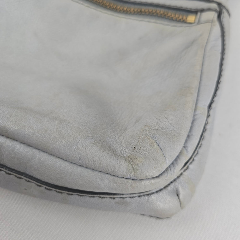 Fossil Light Blue Leather Multi-Zip Crossbody Shoulder Bag