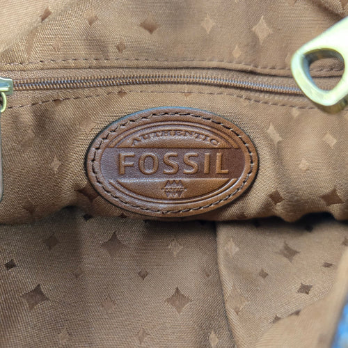 Fossil Light Blue Leather Multi-Zip Crossbody Shoulder Bag