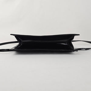Vintage Arnold Churgin Black Patent Shoulder Bag Clutch Gold Tone Hardware
