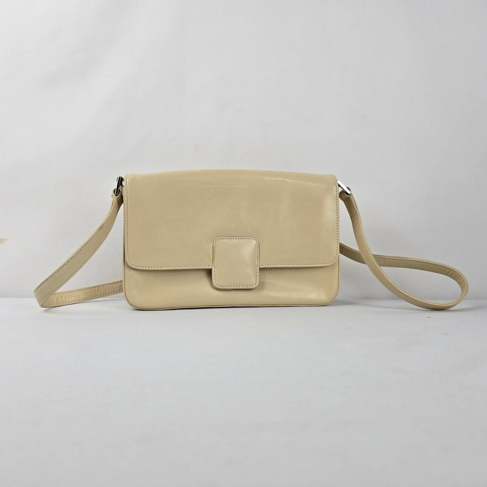 Browns Boutique Cream Beige Shoulder Bag Flap Crossbody Purse