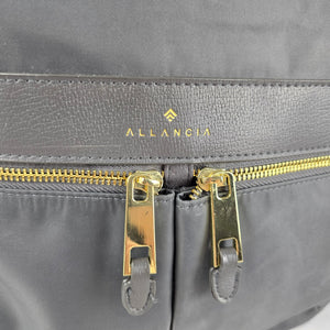 Allancia Grey Nylon Backpack Gold Tone Zip Travel Bag
