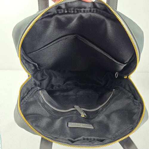Allancia Grey Nylon Backpack Gold Tone Zip Travel Bag