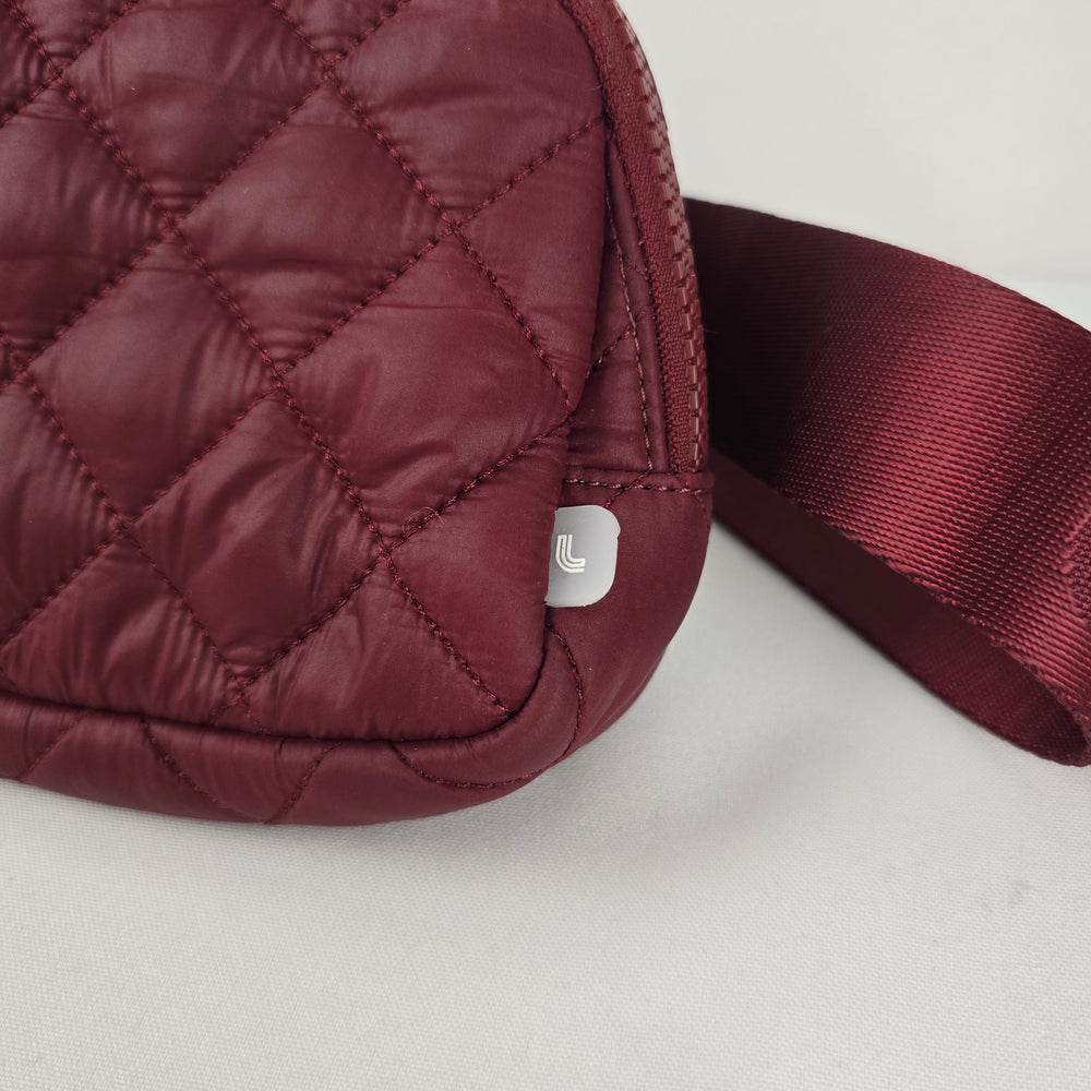 Lolë Burgundy Quilted Recycled Nylon Belt Bag Crossbody Waist Pack
