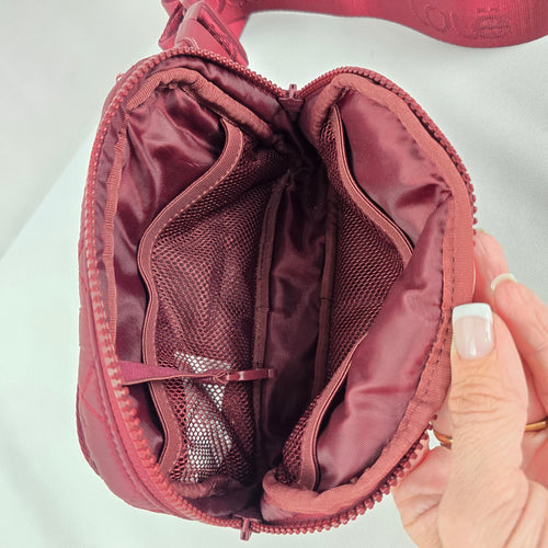 Lolë Burgundy Quilted Recycled Nylon Belt Bag Crossbody Waist Pack