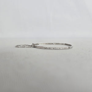 Silver-Tone Clear Crystal Bar Link Bracelet with Safety Chain