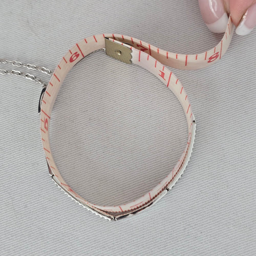 Silver-Tone Clear Crystal Bar Link Bracelet with Safety Chain