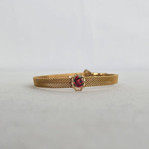 Vintage Mesh Buckle Bracelet with Petit Point Rose Medallion