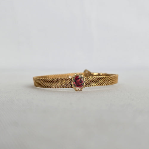 Vintage Mesh Buckle Bracelet with Petit Point Rose Medallion