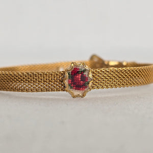 Vintage Mesh Buckle Bracelet with Petit Point Rose Medallion
