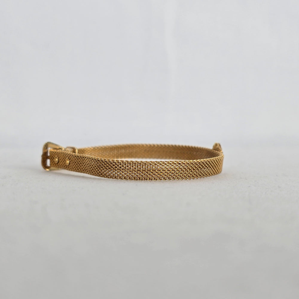 Vintage Mesh Buckle Bracelet with Petit Point Rose Medallion