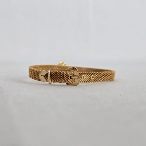 Vintage Mesh Buckle Bracelet with Petit Point Rose Medallion