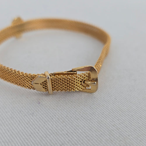 Vintage Mesh Buckle Bracelet with Petit Point Rose Medallion