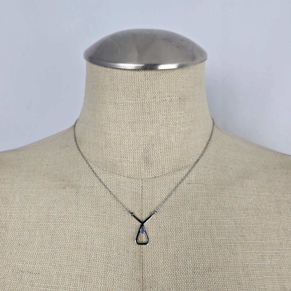 Vintage Coro Sterling Silver Blue Stone Geometric Pendant Necklace