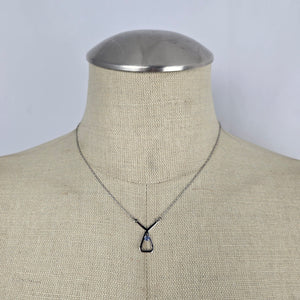 Vintage Coro Sterling Silver Blue Stone Geometric Pendant Necklace