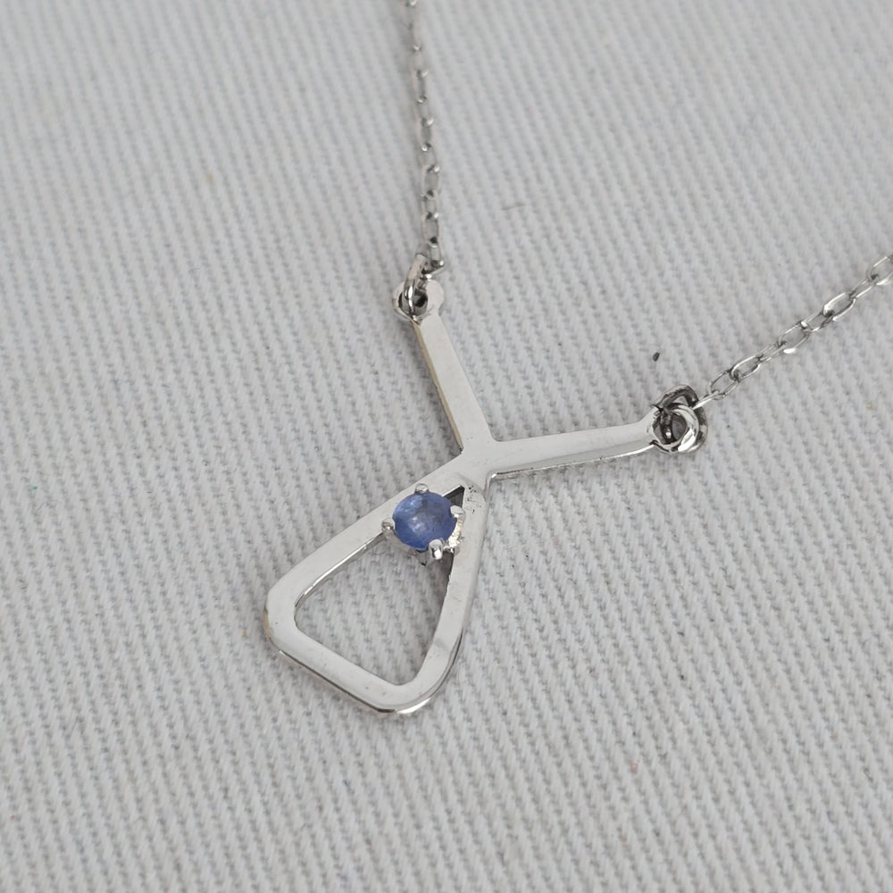 Vintage Coro Sterling Silver Blue Stone Geometric Pendant Necklace