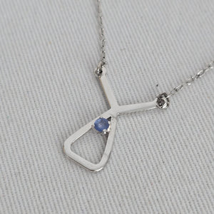 Vintage Coro Sterling Silver Blue Stone Geometric Pendant Necklace